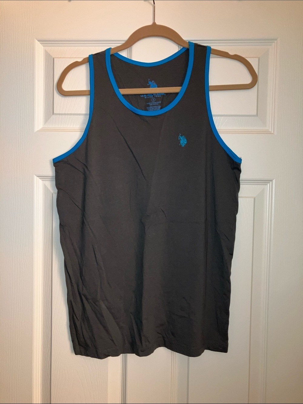U.S. Polo Assn. Gray Tank Top with Turquoise Logo and Trim